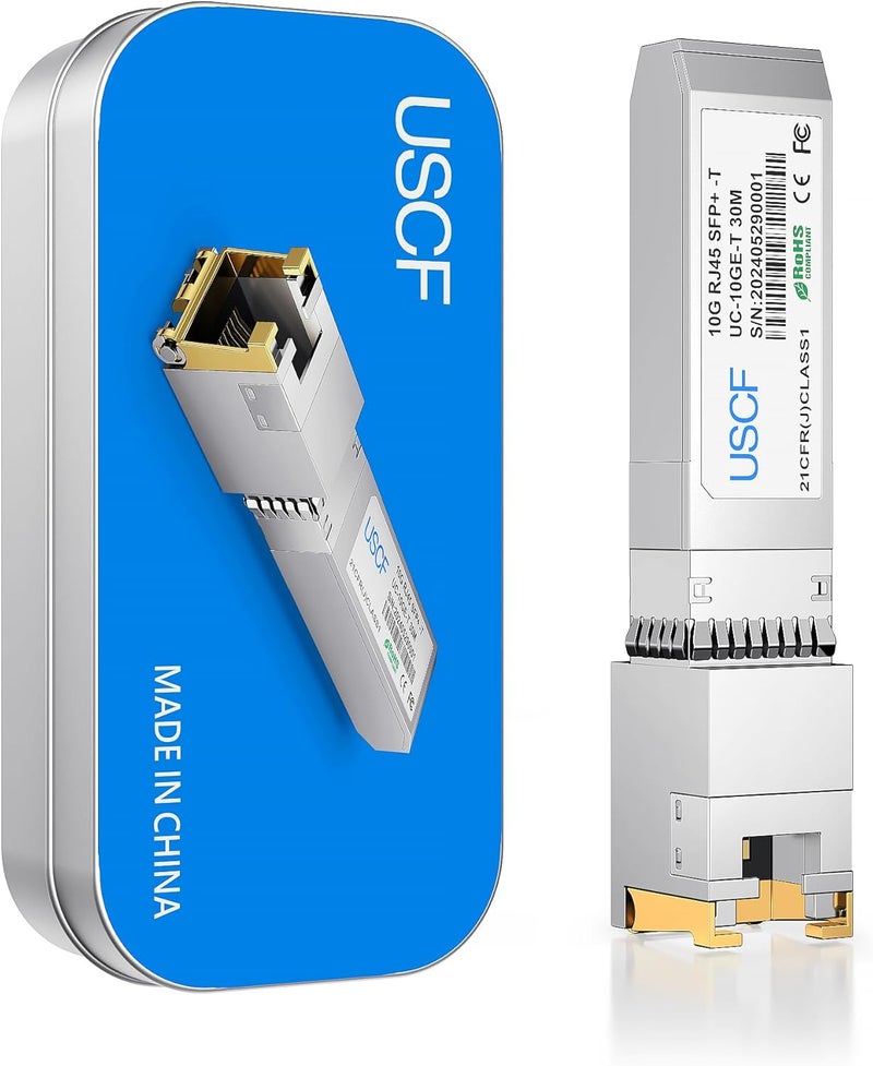 Uscf 10GBase-T SFP+ to RJ45 Transceiver-10G SFP+ Copper Module (Cat6a, up to 30m)-Compatible with Cisco, Ubiquiti UniFi, Fortinet, TP-Link, Meraki, MikroTik, Supermicro - Image 1